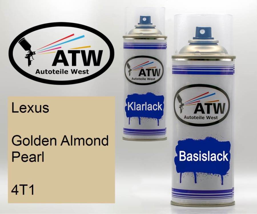 Lexus, Golden Almond Pearl, 4T1: 400ml Sprühdose + 400ml Klarlack - Set, von ATW Autoteile West.